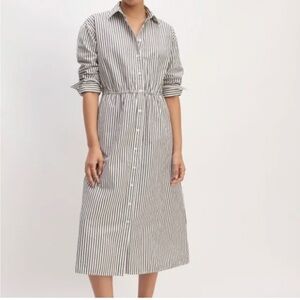 Everlane Supima Cotton Midi Shirt Striped Dress Small